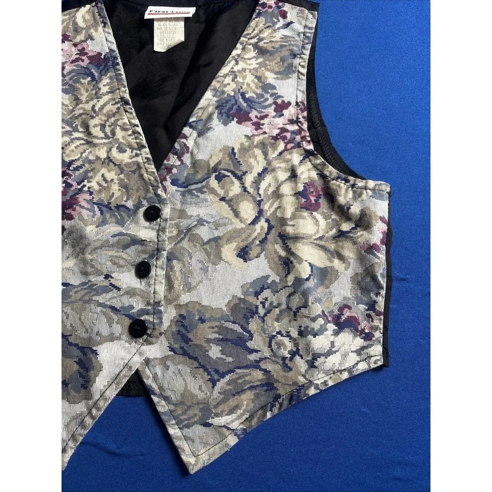 Vintage Definitely California Kids Tapestry Vest Floral Beaded Fringe Cropped